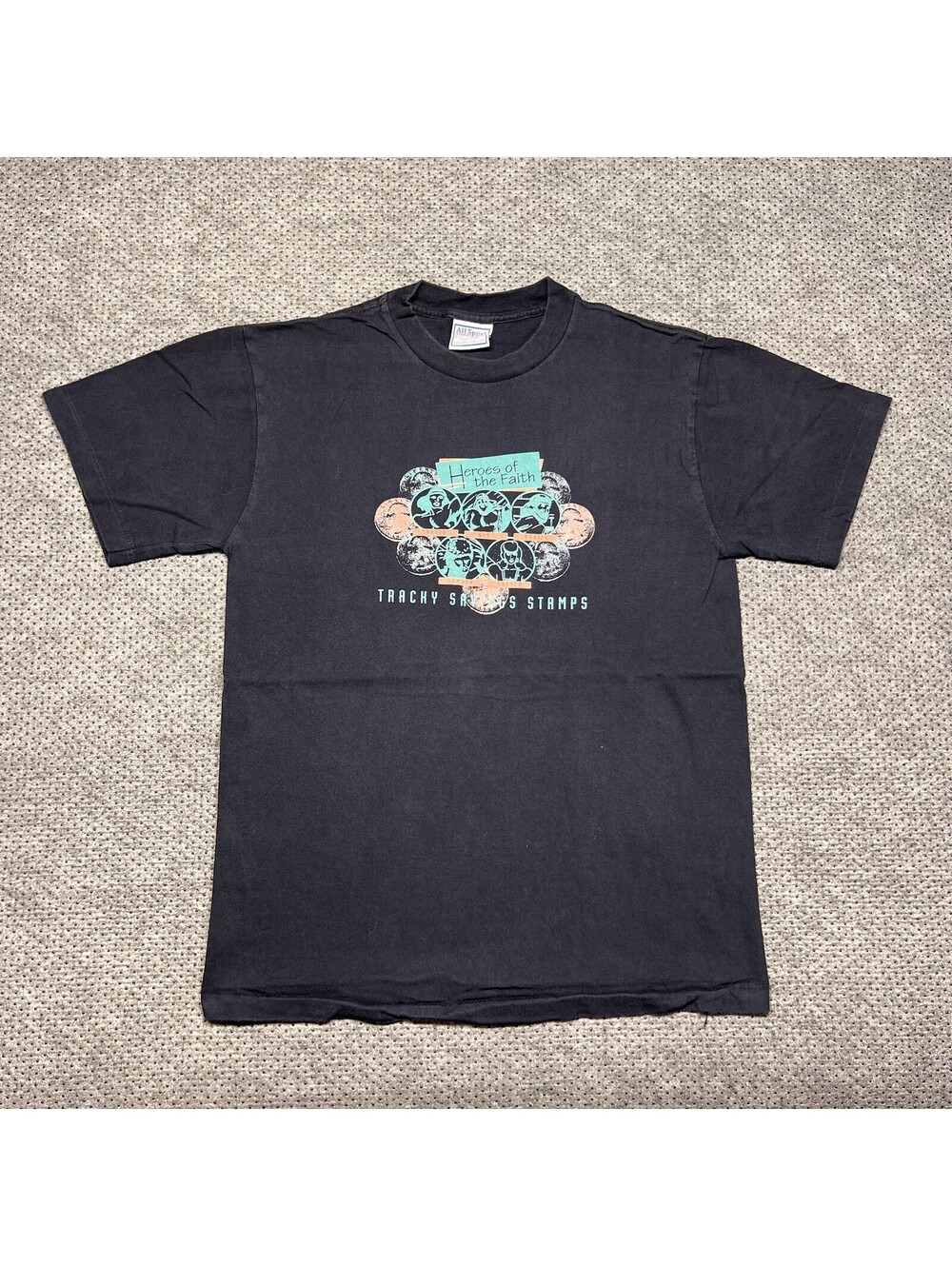 Vintage 1990S Jesus Heroes Of The Faith T-Shirt Youth Large Rare Black